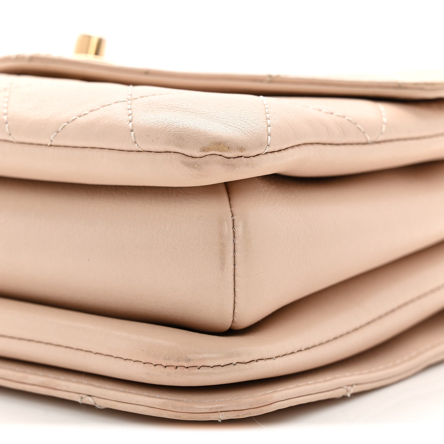 Lambskin Quilted Small Trendy Spirit Top Handle Bag Beige