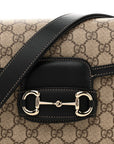 GG Supreme Monogram Horsebit 1955 Soft Small Shoulder Bag Beige Black
