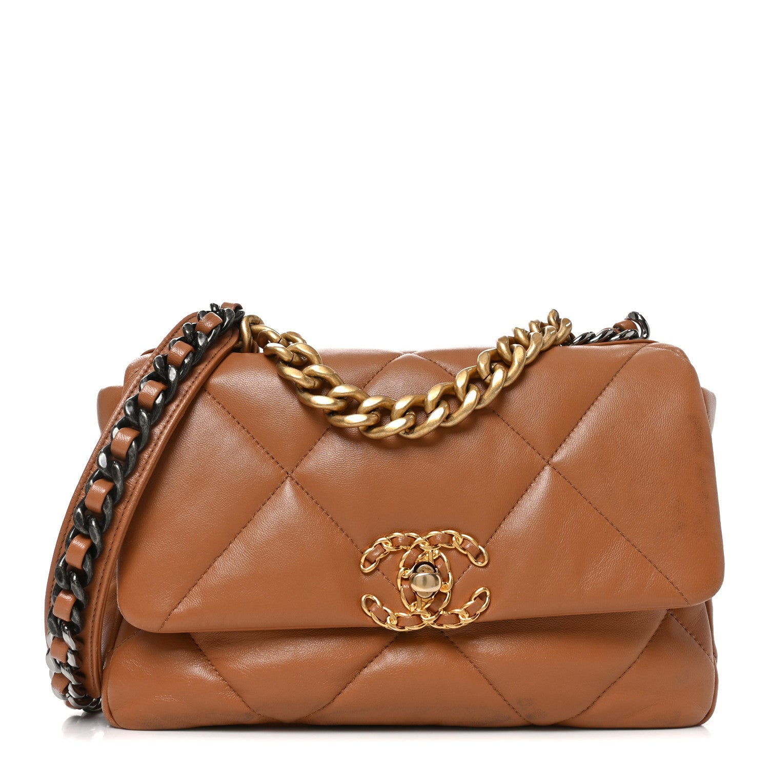 Lambskin Quilted Medium CHNL 19 Flap Brown