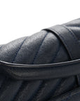 Sheepskin Matelasse Chevron Monogram Medium College Bag Navy