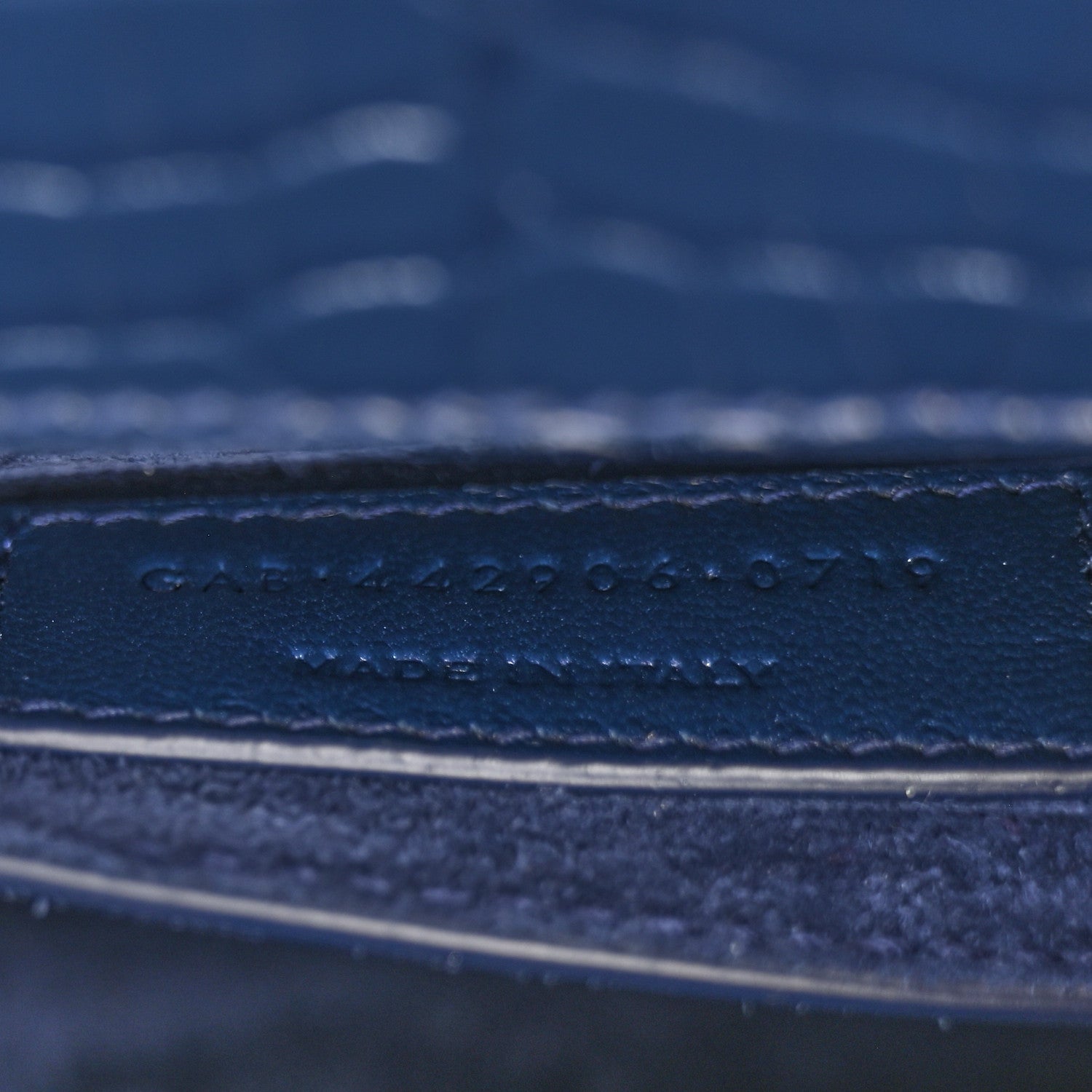 Calfskin Crocodile Embossed Medium Monogram Sunset Navy