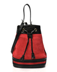 Suede Patent Web Small Ophidia Bucket Bag Hibiscus Red Black