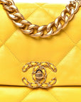 Shiny Goatskin Quilted Medium CHNL 19 Flap Yellow