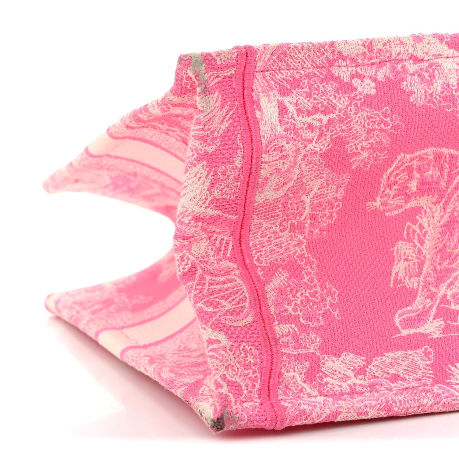 Canvas Embroidered Medium D1ORiviera Toile De Jouy Book Tote Fluorescent Pink