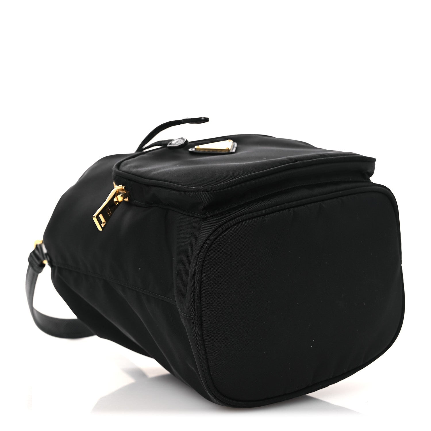 Nylon Vela Saffiano Mini Bucket Crossbody Bag Black