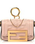 Nappa Matisse FF Embossed Nano Maxi Buckle Baguette Charm Rosa Quarzo