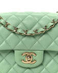 Lambskin Quilted Mini Rectangular Flap Green