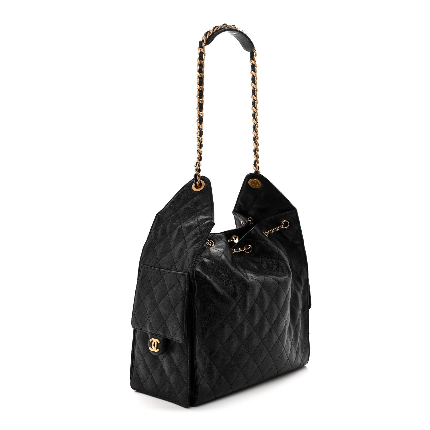 Caviar Quilted Medium CHNL 25 Handbag Black