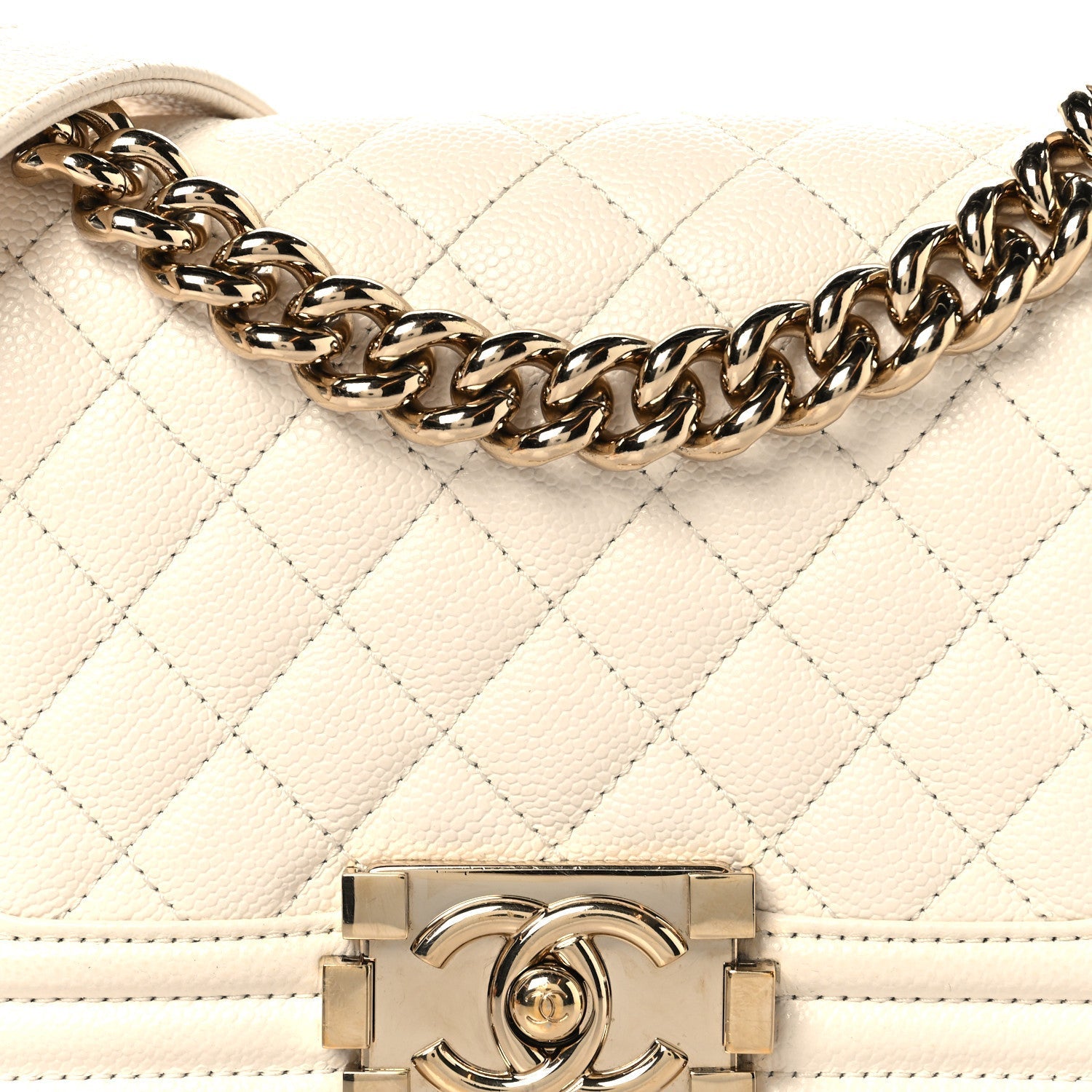 Caviar Quilted Small Boy Flap White