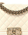 Caviar Quilted Small Boy Flap White
