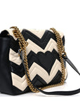 Calfskin Matelasse Medium GG Marmont Shoulder Bag Black White