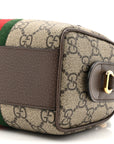 GG Supreme Monogram Textured Dollar Calfskin Web Super Mini Ophidia Top Handle Bowler Bag Beige Ebony New Acero