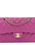 Lambskin Quilted Small Double Flap Purple