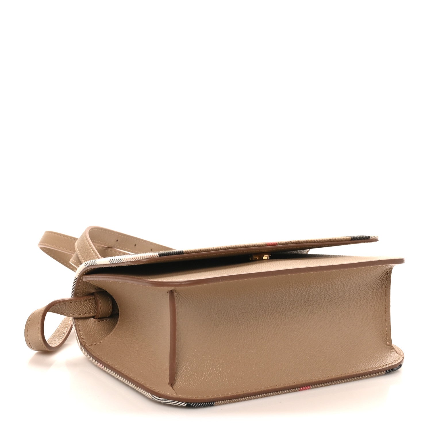 Grained Calfskin House Check Small Madison Shoulder Bag Chestnut Beige