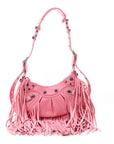 Agneau Arena Le Cagole Fringe Shoulder Bag XS Sweet Pink