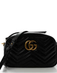 Calfskin Matelasse Small GG Marmont Chain Shoulder Bag Black