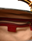 Vintage Effect Calfskin Matelasse Diagonal Small Torchon GG Marmont Bamboo Top Handle Shoulder Bag Black Romantic Cherry