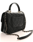 Lambskin Quilted Small Trendy CC Dual Handle Flap Bag Black