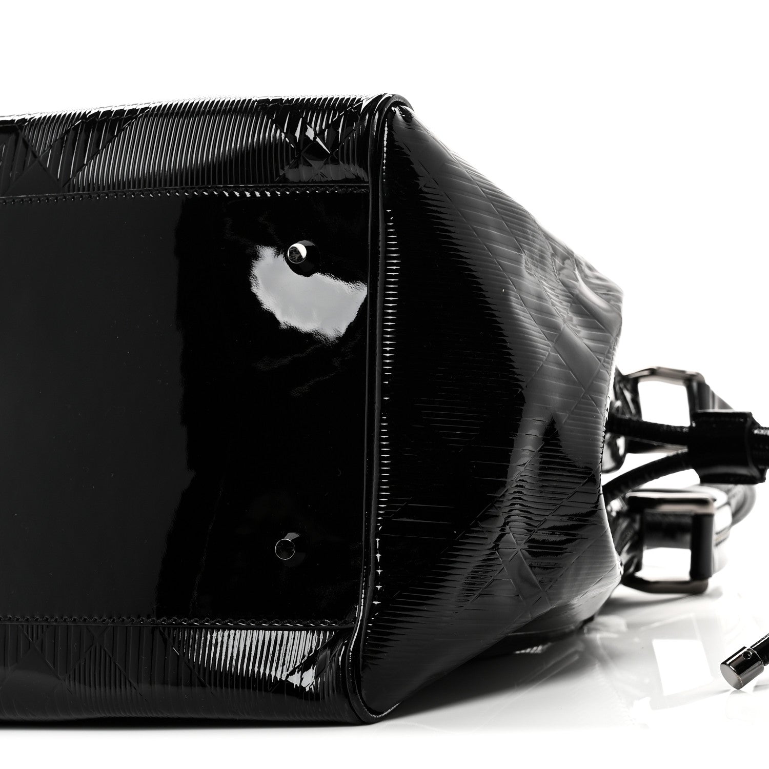 Patent Check Embossed Small Bilmore Tote Black