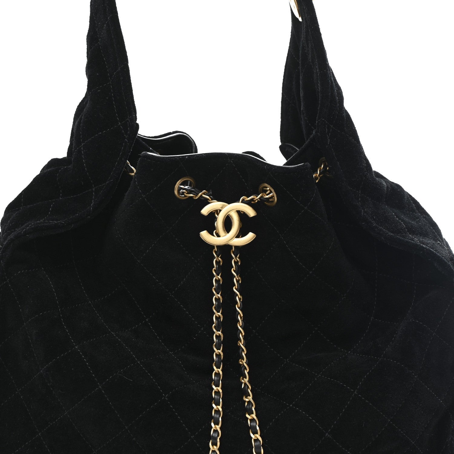 Suede Quilted Medium CHNL 25 Handbag Black
