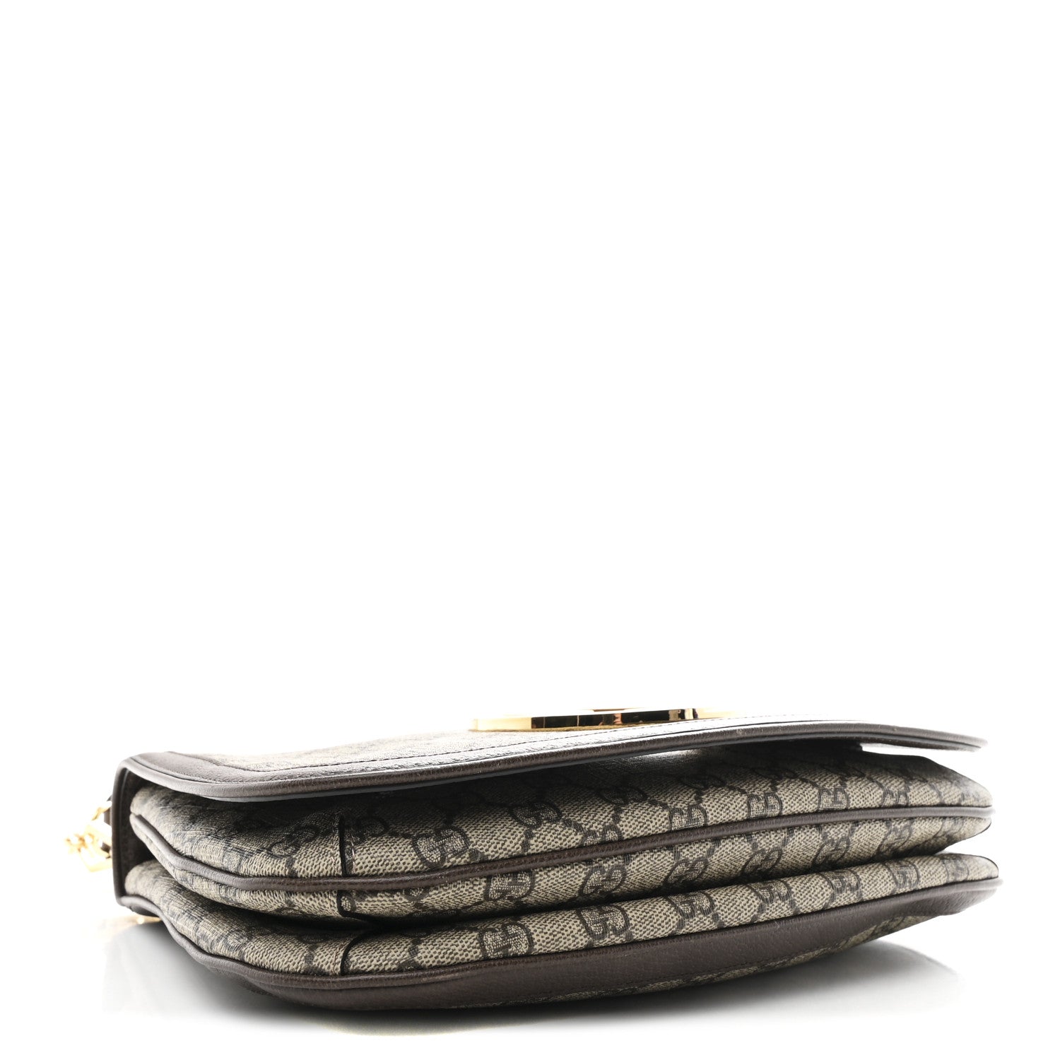 GG Supreme Monogram Textured Dollar Calfskin Web Medium Blondie Top Handle Shoulder Flap Bag Beige Ebony New Acero