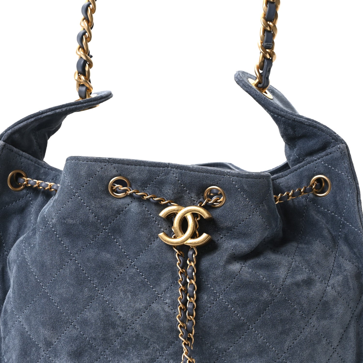 Suede Quilted Medium CHNL 25 Handbag Blue