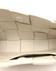 Calfskin Maxi Intrecciato Cassette Pouch On Strap Chalk