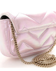 Iridescent Nappa Chevron Matelasse Super Mini GG Marmont Shoulder Bag Iridescent Escape Pink