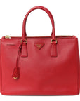 Saffiano Lux Large Double Zip Tote Fuoco