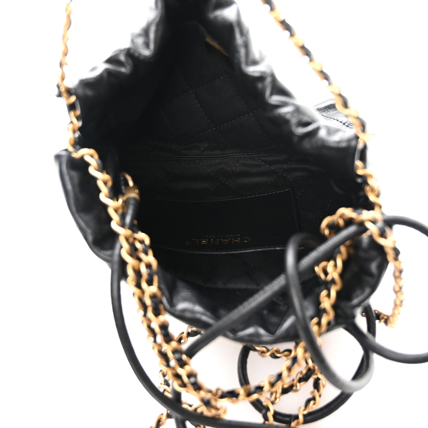 Shiny Calfskin Quilted Mini CHNL 22 Black