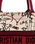 Canvas Embroidered Medium D1ORamour Graffiti Book Tote Latte Multicolor