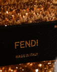 Raffia Lurex Vitello Laminato F is FNDI FF Crochet Mini Mon Tresor Bucket Bag Natural Oro
