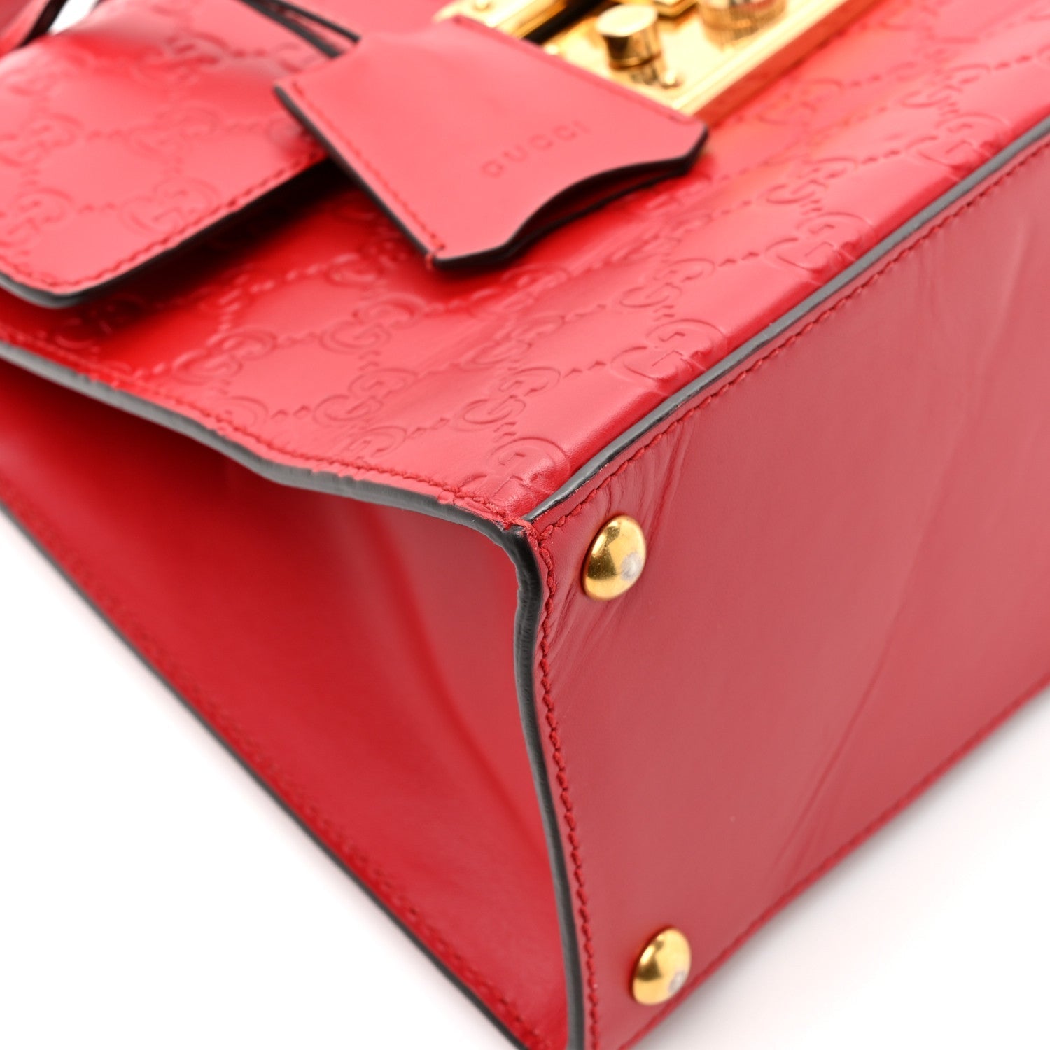 GCCIssima Signature Small Padlock Top Handle Bag Hibiscus Red