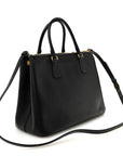 Saffiano Lux Medium Galleria Double Zip Tote Black