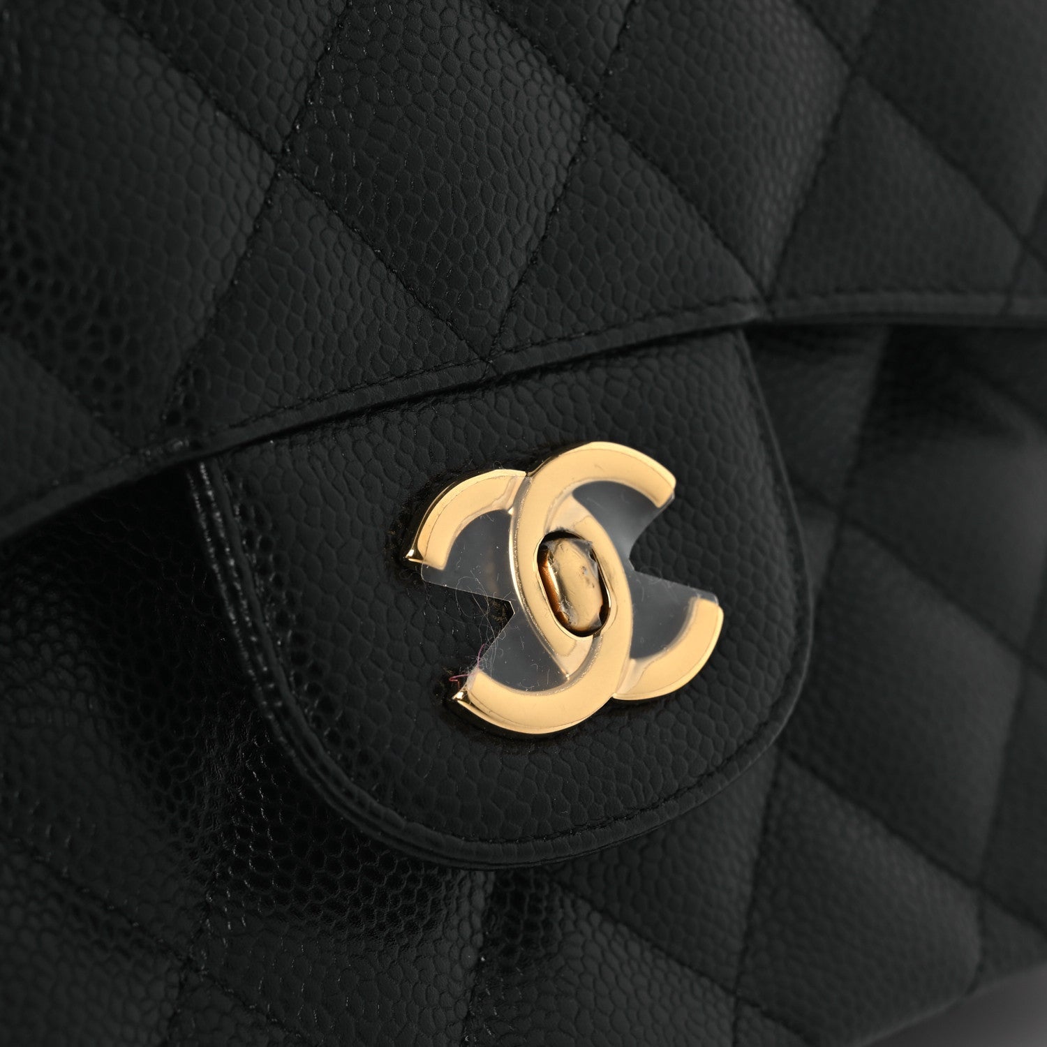 Caviar Quilted Jumbo Double Flap Black