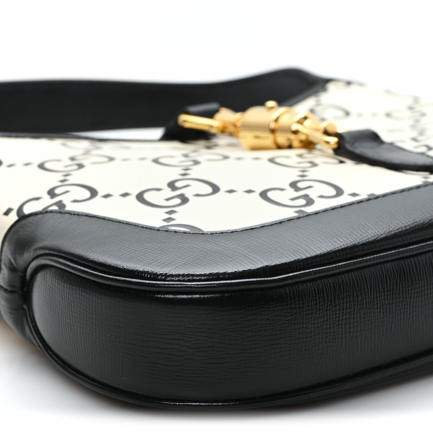 Azalea Calfskin GG Monogram Bi-Color Debossed Small Jackie 1961 Hobo Mystic White Black