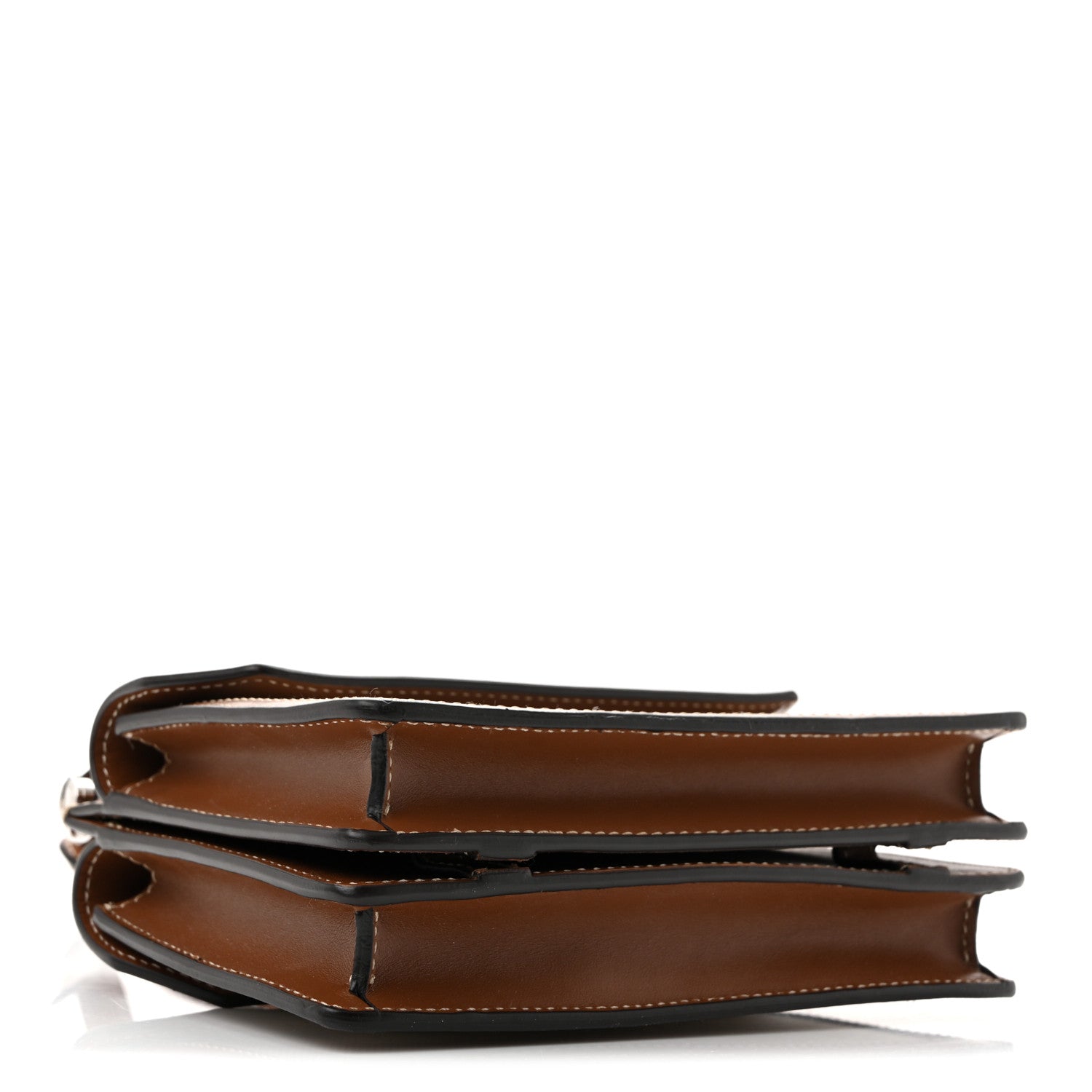 Smooth Calfskin Canvas Horseferry Print Mini Title Bag with Pocket Natural Malt Brown