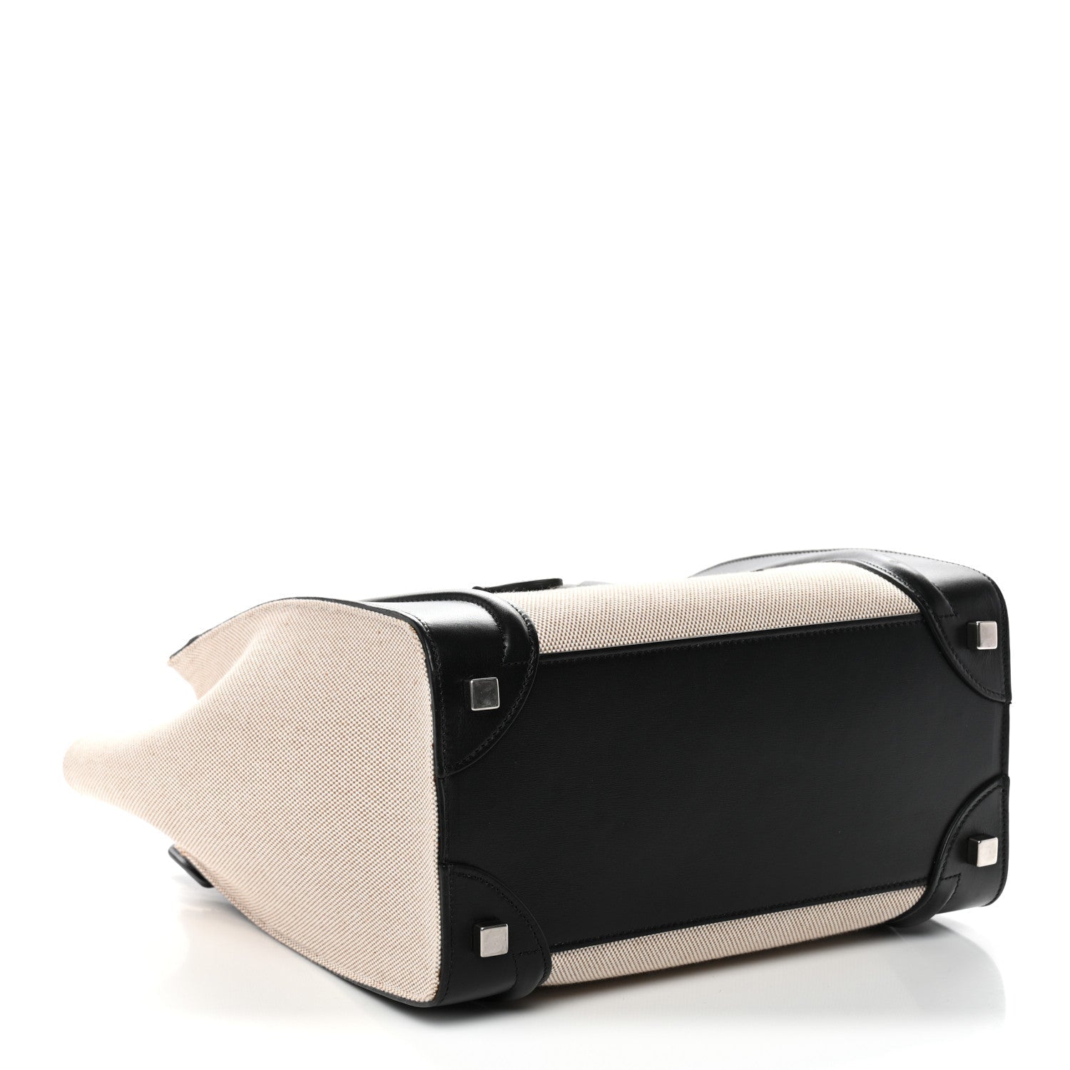 Textile Smooth Calfskin Micro Bi-Color Luggage Natural