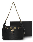 Washed Denim Quilted Mini CHNL 25 Handbag Black