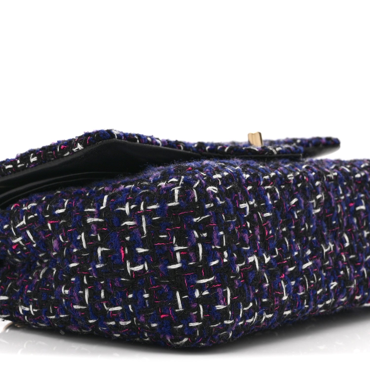 Tweed Quilted Medium Double Flap Dark Purple