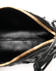 Calfskin Intrecciato Small Loop Top Handle Black
