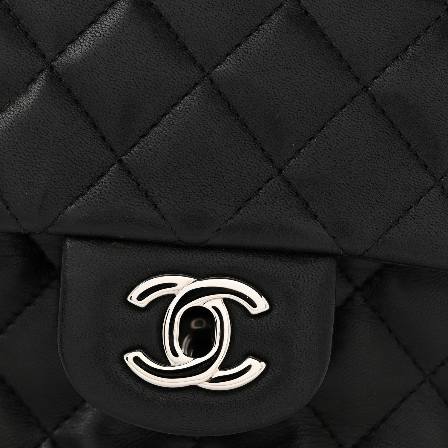 Lambskin Quilted Mini Square Flap Black