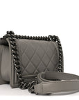 Calfskin Quilted Small Boy Flap Grey