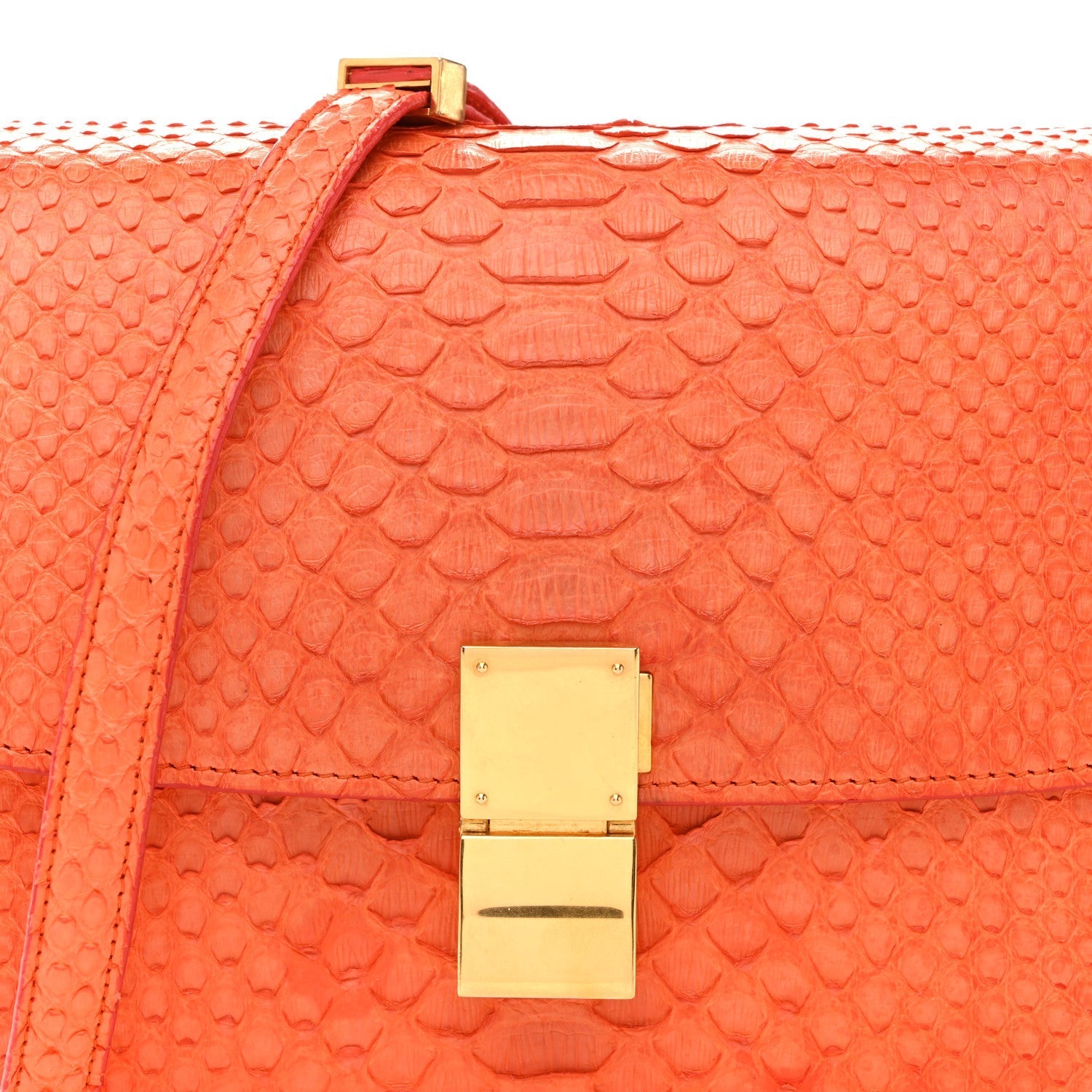 Snakeskin Medium Classic Box Flap Orange