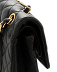 Lambskin Quilted Medium Double Flap Black