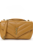 Lambskin Chevron Quilted Small Loulou Bag Sunflower