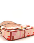 Canvas Vitello King FF Embroidered Baguette Rosa Quarzo Bloody Mary Multicolor