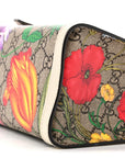 GG Supreme Monogram Flora Textured Calfskin Small Padlock Tote Beige Ebony Multicolor Mystic White