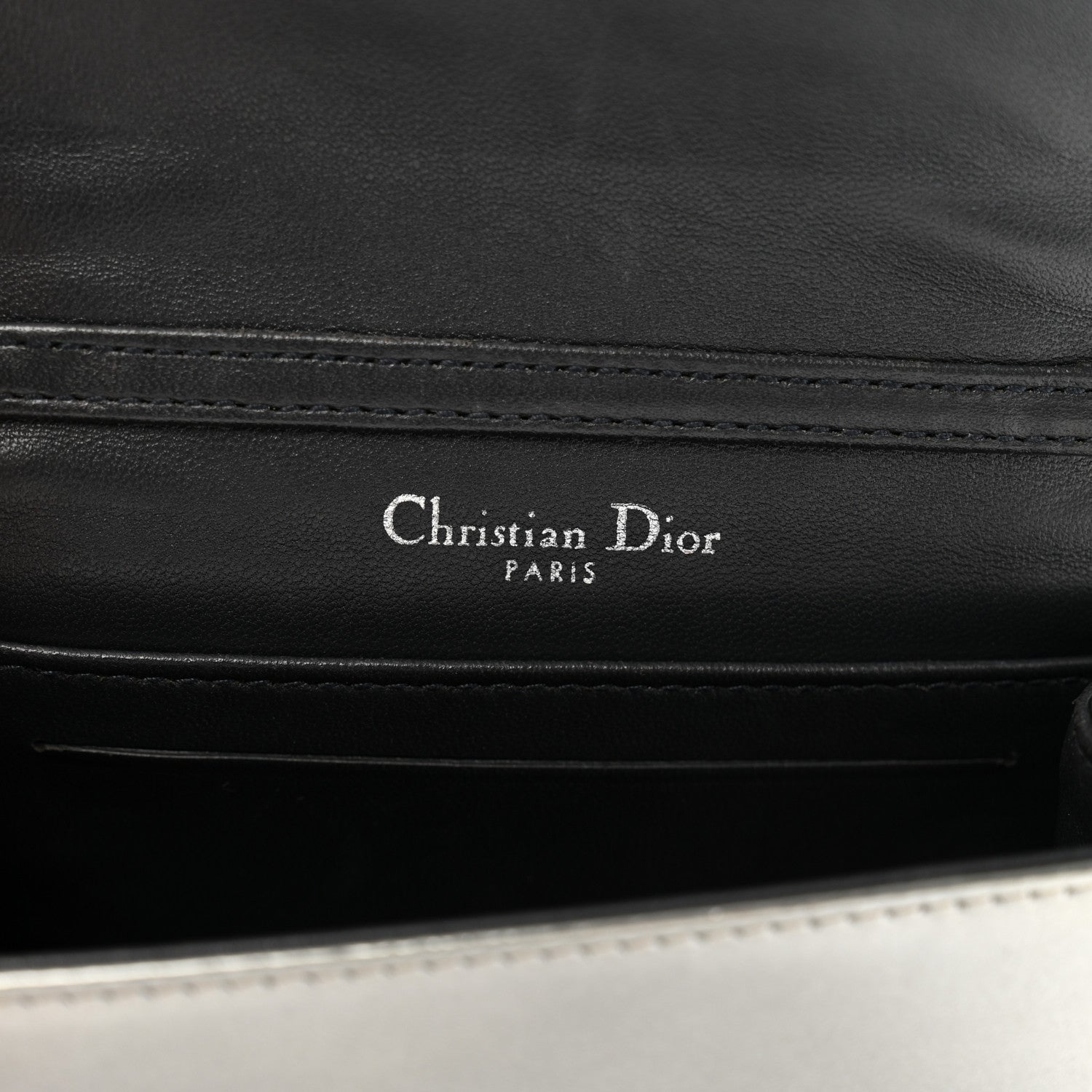 Metallic Patent Micro-Cannage Baby D1ORama Flap Bag Silver