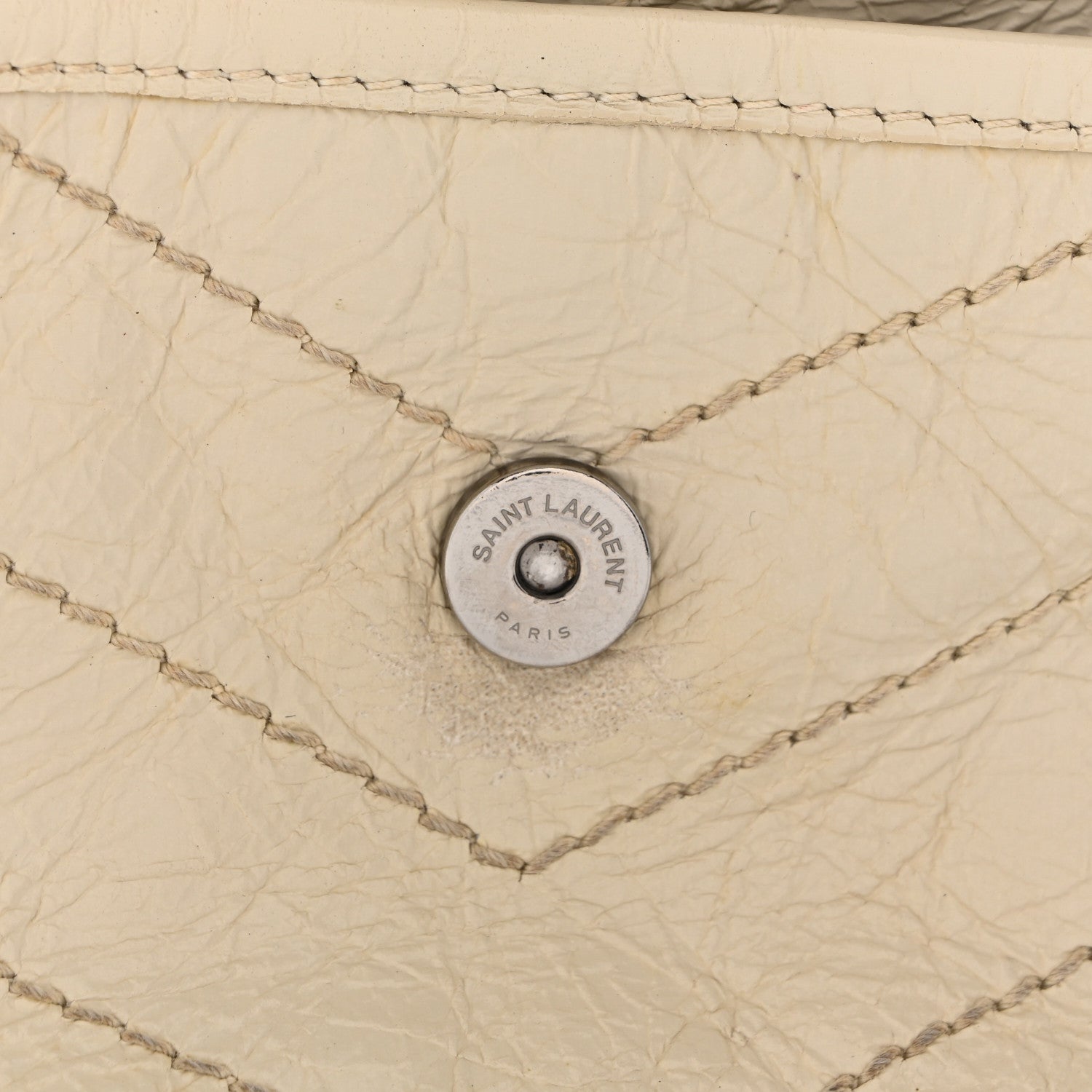 Crinkled Calfskin Matelasse Monogram Baby Niki Chain Satchel White
